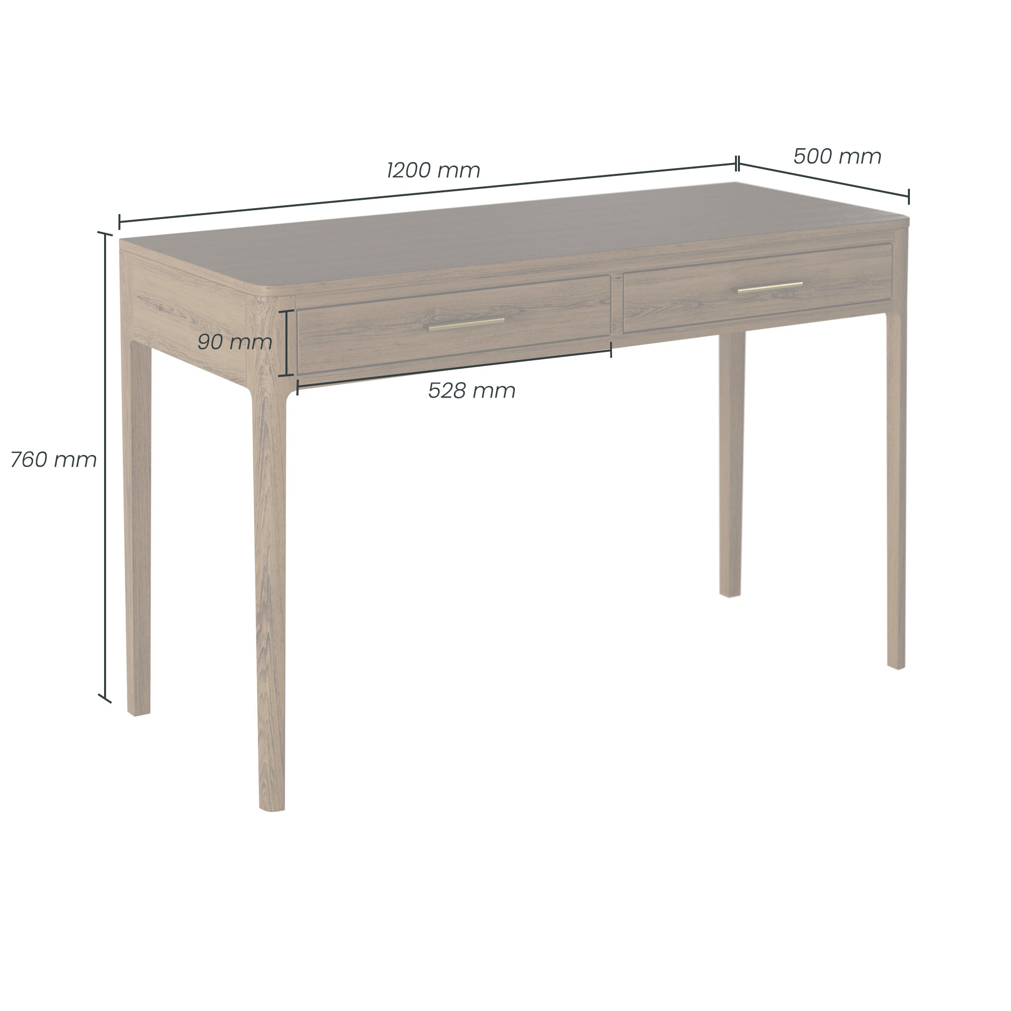 DI Designs Abberley Brown Oak Wood & Gold Desk